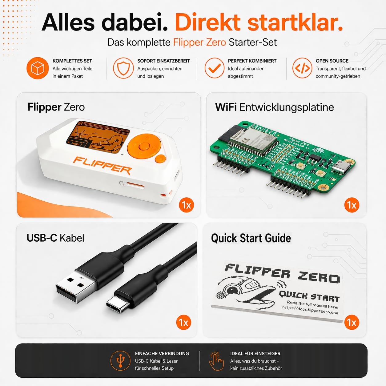 db-tronic Flipper Zero Duo Set | Flipper Device | WiFi-Board - Elektronisches All-in-One-Tool: RFID, NFC, Funksteuerung & Infrarot