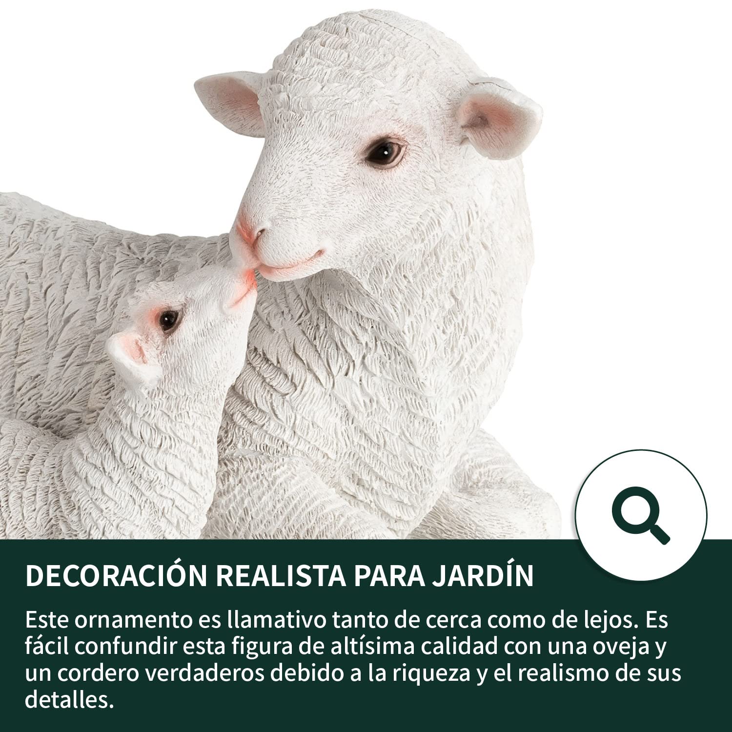 VERDOBA - Figura para jardín tamaño Real (Oveja con Cordero de Resina) - Decoración para Exterior. Escultura con Forma de Animales - Figurín de Piedra