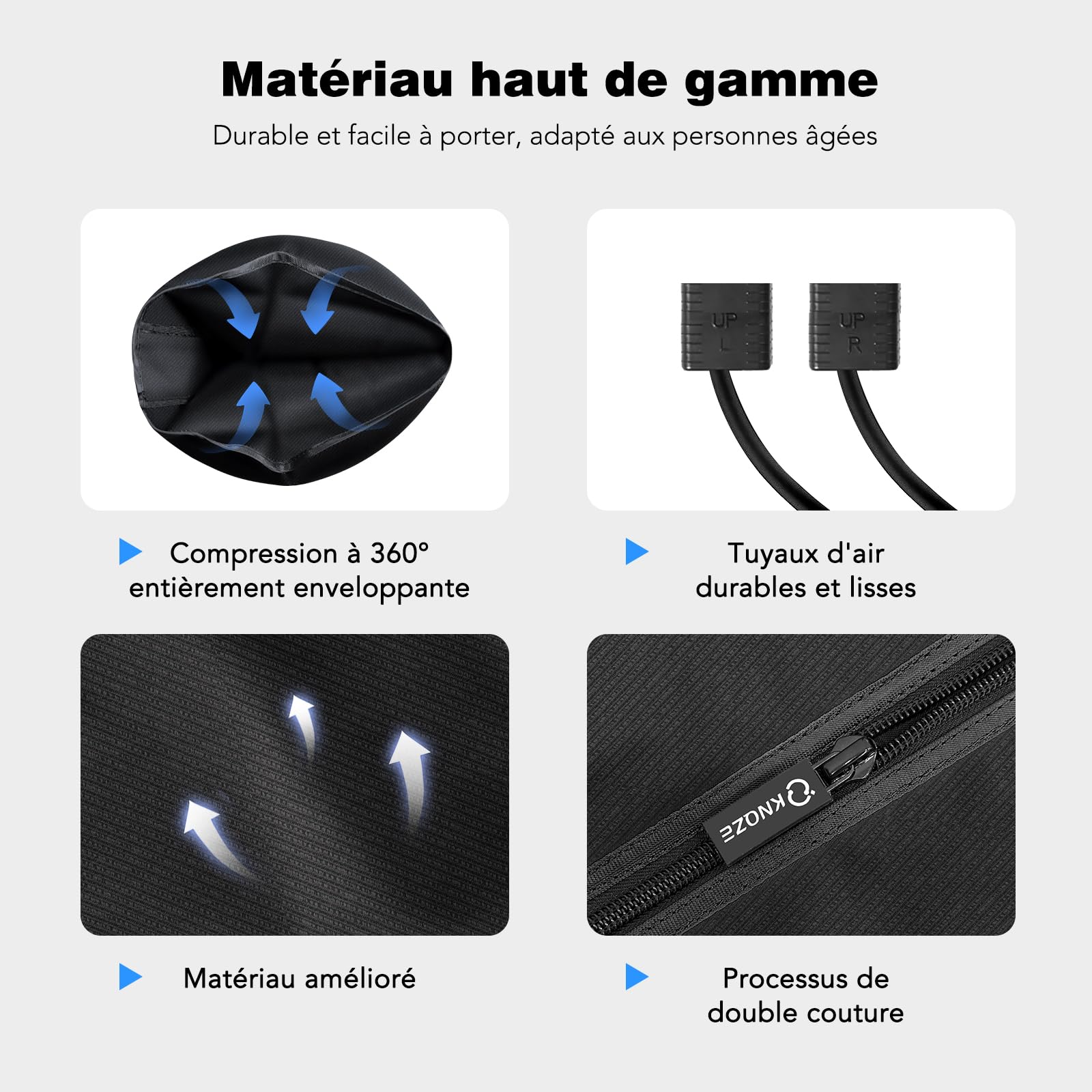 Appareil de Massage des Jambes par Compression d'air 6 Modes 6 Niveaux d'intensité pour Circulation Sanguine