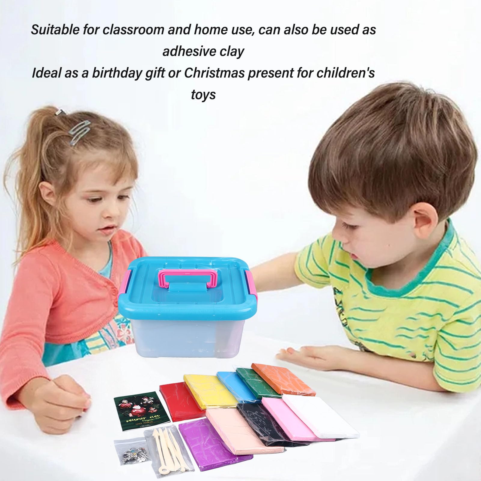 Generic Juego de Arcilla de Modelado de 10 Colores, 250g Cada, Kit de Arcilla Polimérica Suave No Tóxica con 5 Herramientas de Escultura para Niños, Aprendizaje DIY