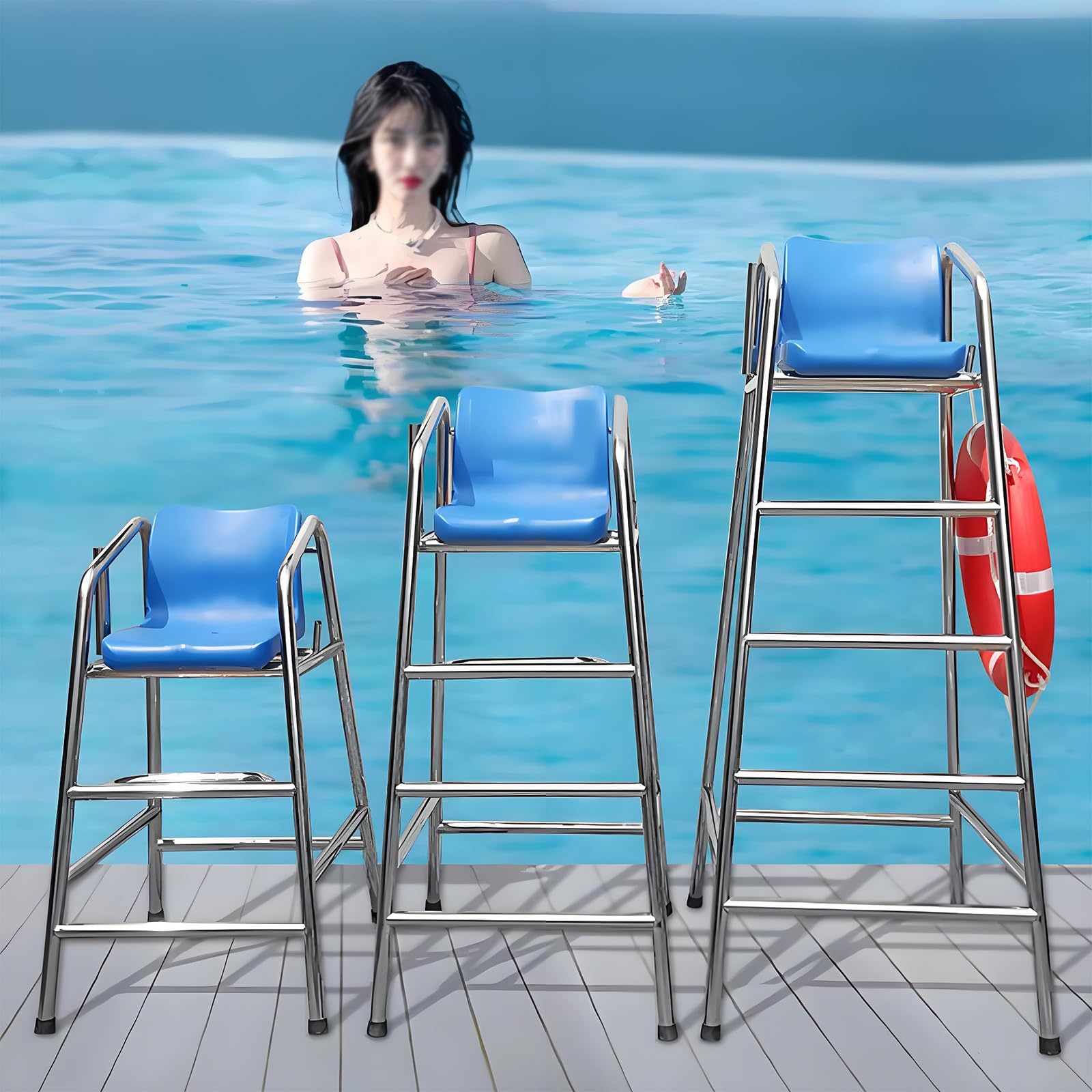 Chaise de sauvetage robuste en acier inoxydable 201/304, siège de piscine durable, design ABS confortable, parfait pour la plage et le lac, équipement de sécurité en plein air