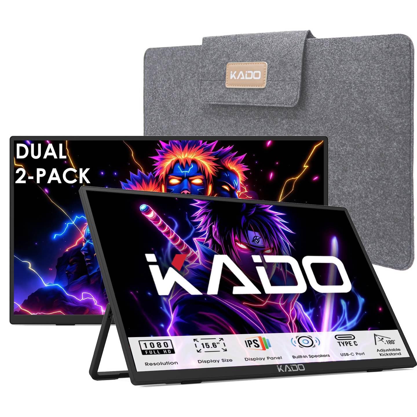 Amazon.com: Kado Dual Portable Monitor Setup - 2-Pack 15.6'' FHD