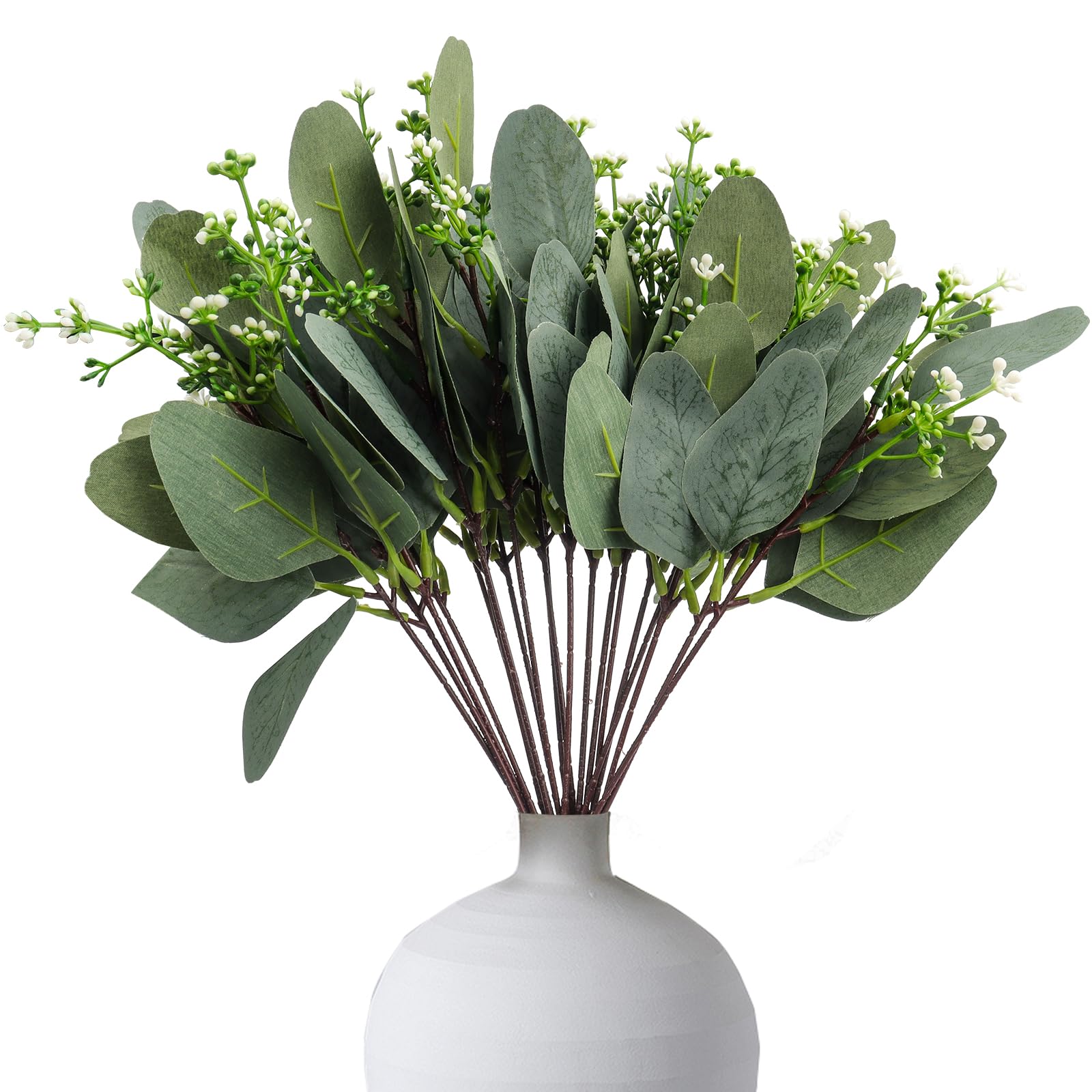 Fausse branche eucalyptus lot de 20 tiges feuillage ovale fruité déco maison