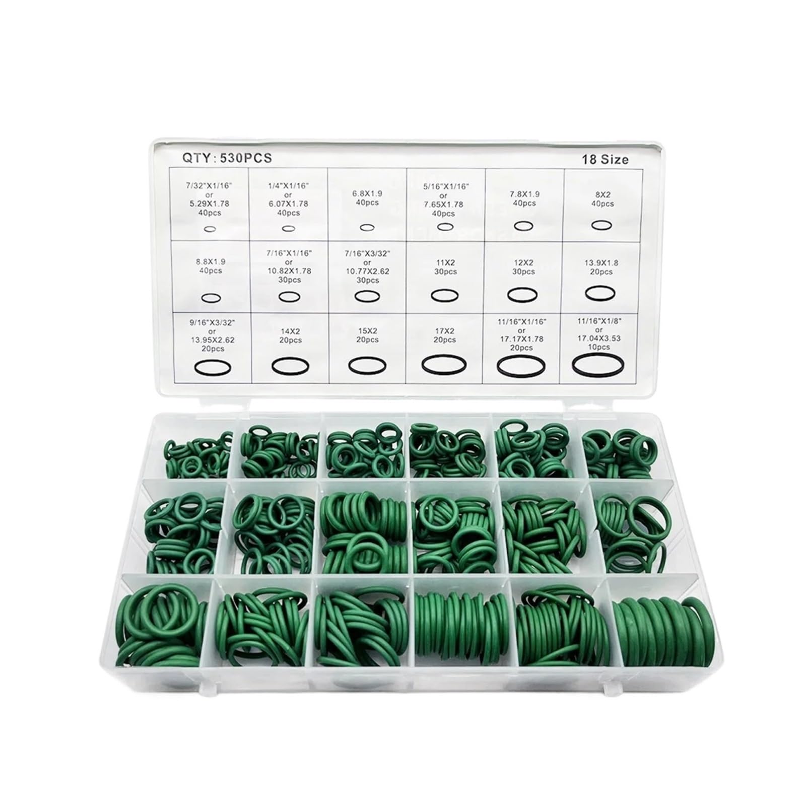 Kit surtido de juntas tóricas, juego de juntas tóricas de caucho de nitrilo de alta presión, Kit de sellado NBR for juntas tóricas de reparación de grifos de plomería(530pcs green)