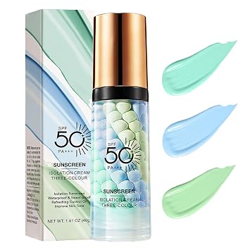 3 In 1 Makeup Primer for Face,SPF 50,Primer for Face Before Makeup,One Step Color Corrector,Sunscreen Makeup Primer,Neutralizes Redness,Skin Tone Even,Summer Oil Control Moisturizing Makeup Base