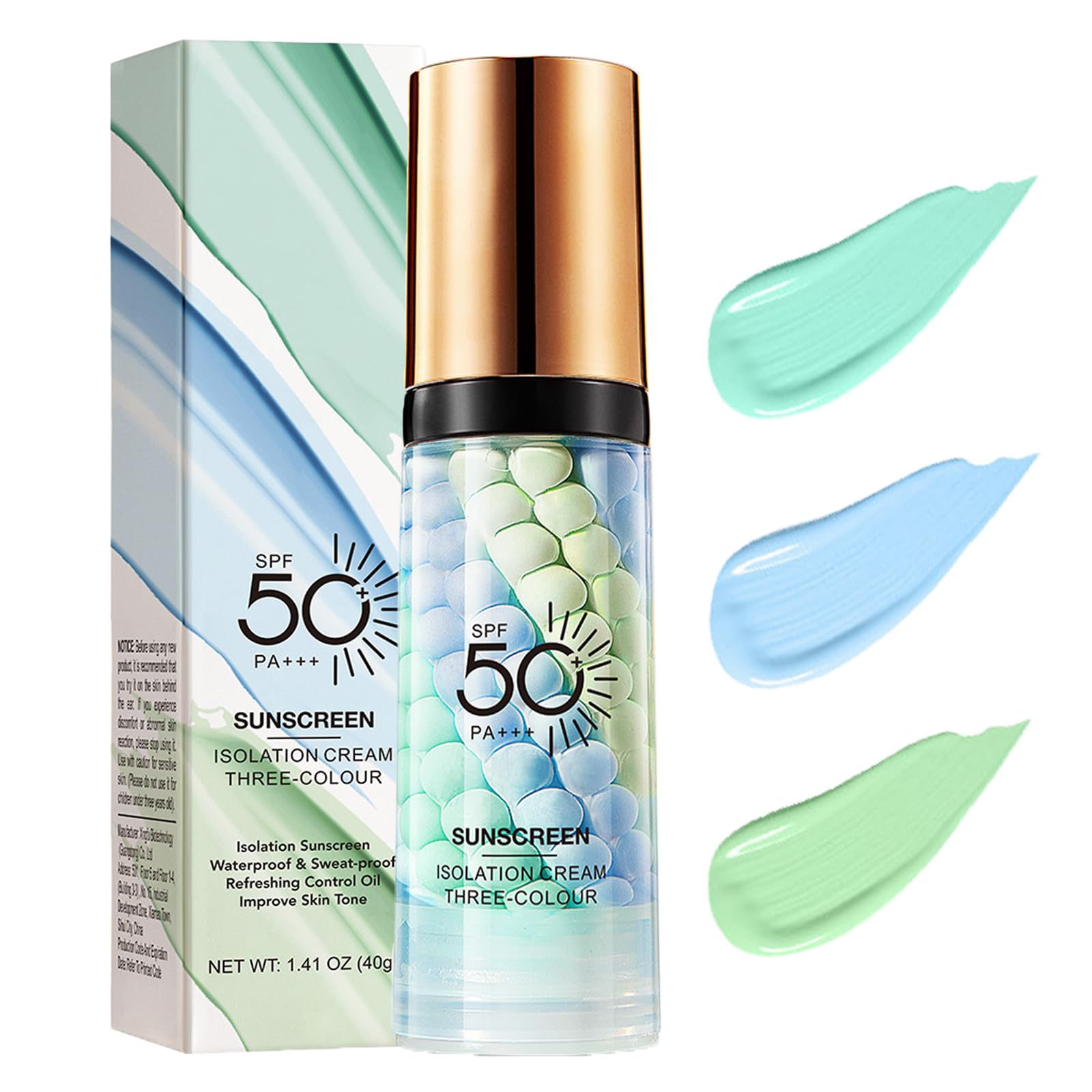 3 In 1 Makeup Primer for Face,SPF 50,Primer for Face Before Makeup,One Step Color Corrector,Sunscreen Makeup Primer,Neutralizes Redness,Skin Tone Even,Summer Oil Control Moisturizing Makeup Base Green
