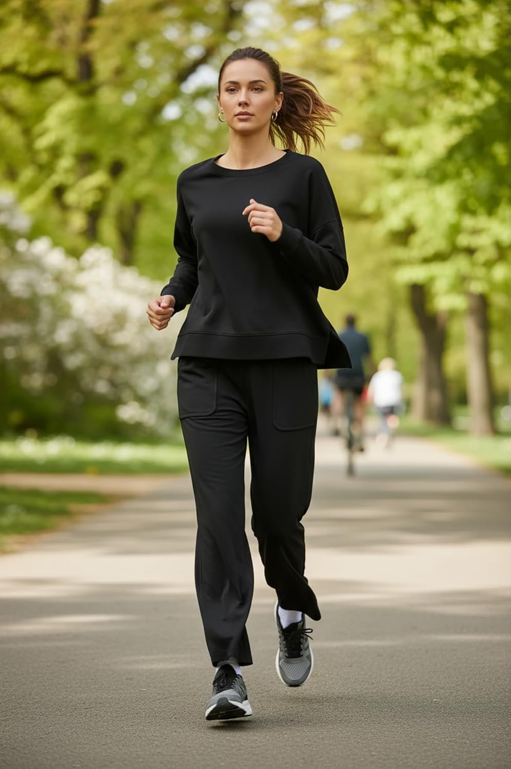 ETCYY NEW Lounge Sets for Women 2 Piece Outfits with Side Split Sweatshirt Tops and Wide Leg Sweatpants - Image 2