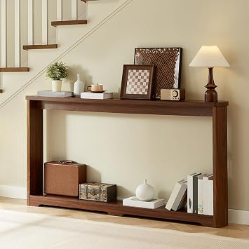70 Fluted Long Console Table, Entrytable Table with Storage,Narrow Sofa Table Behind Couch for Living Room,Hallway,Entrance Walnut