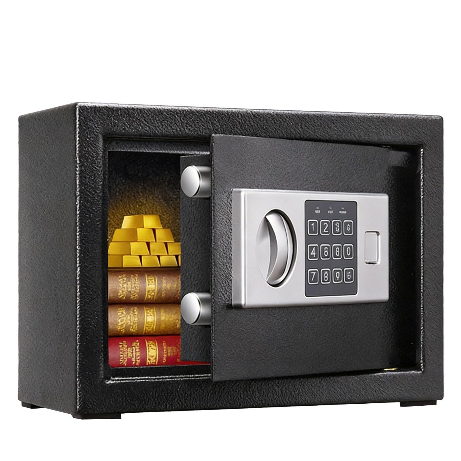 caja fuerte camufladas pequeña cofre safe con llave ignifuga Diseño cerradura simple Material de acero al carbono recubrimiento polvo mate resistente(Black)