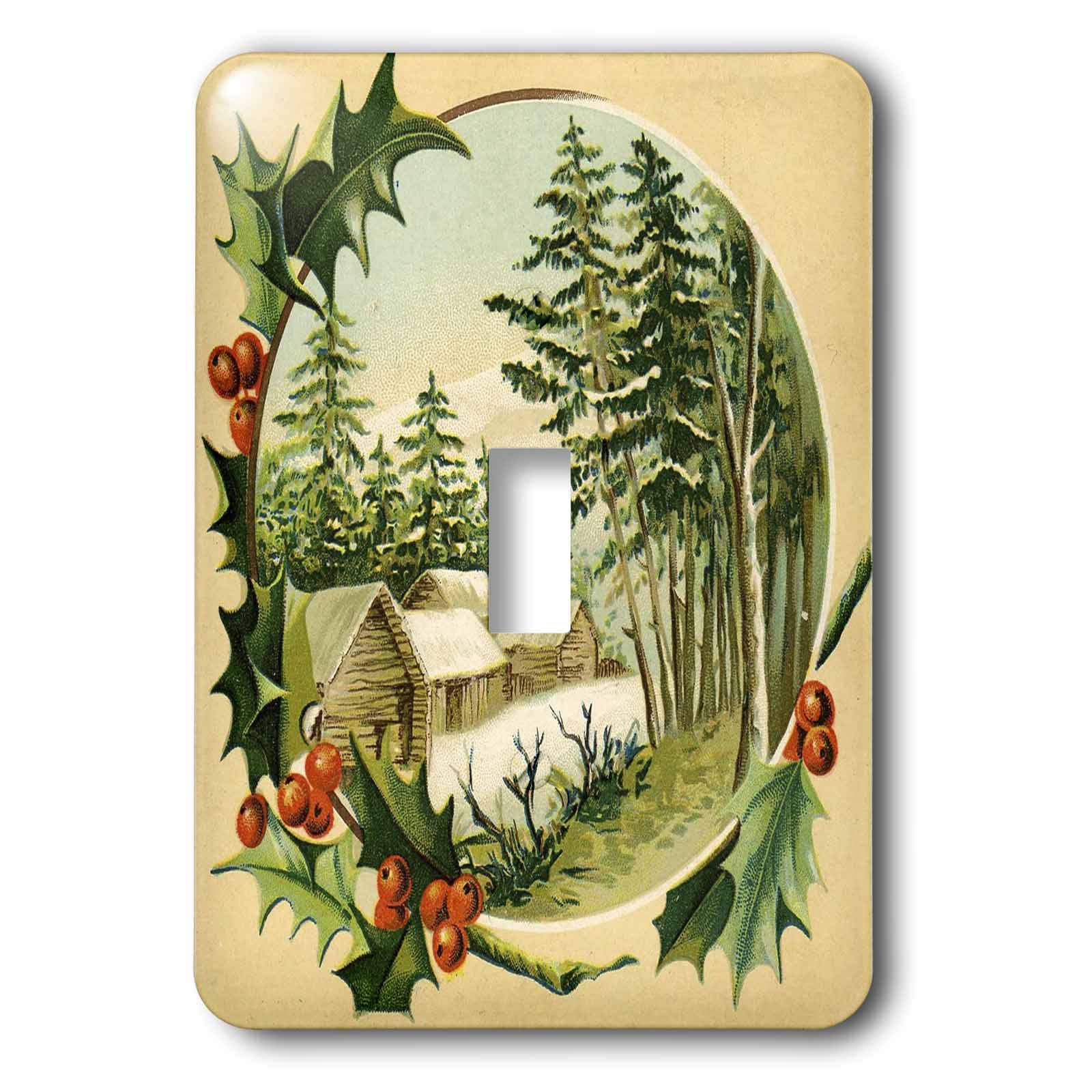 Interruptor de palanca multicolor 3dRose lsp_34897_1 placa decorativa escena de invierno