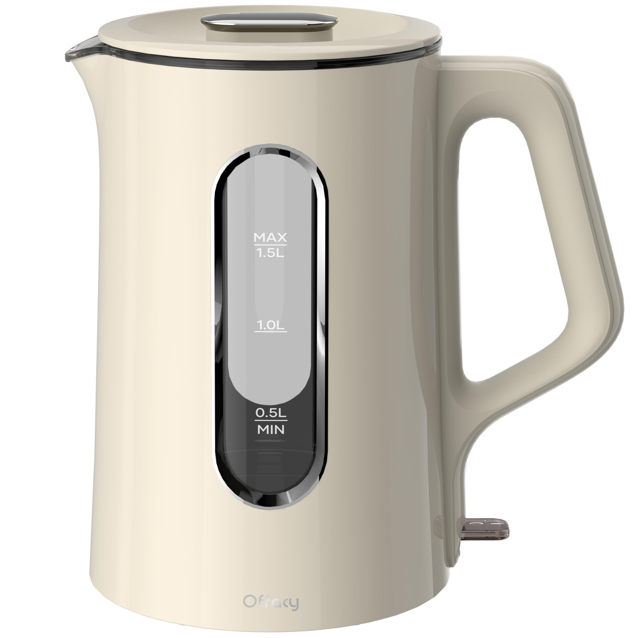 OffacyElectric Kettle, Tea Kettle Pot, Double Wall Glass Inner 1.5L/1200W, Hot Water Kettle Teapot Boiler & Heater with Automatic Shut Off, BPA-Free & LED Indicator Lights (White)