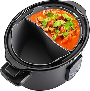 Essbhach Slow Cooker Divider Liners for Crockpot 6QT/6.5Litre, Silicone Insert, BPA Free, Dishwasher Safe, Slow Cooker Accessories Cooking Liner for Most 6 Quart Slow Cooker
