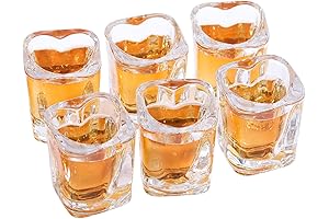 Heart Shaped Shot Glasses, 2oz, Set of 6