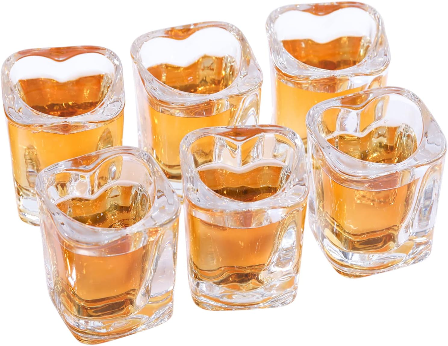 Heart Shaped Shot Glasses Cute Bar Cart Accessories | Bar Cart Decor 2oz (6, Clear)