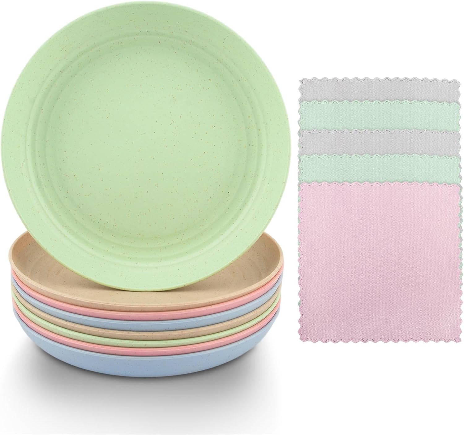 CALIDAKA Dinner Plates Set Of 8,Wheat Straw Plates With