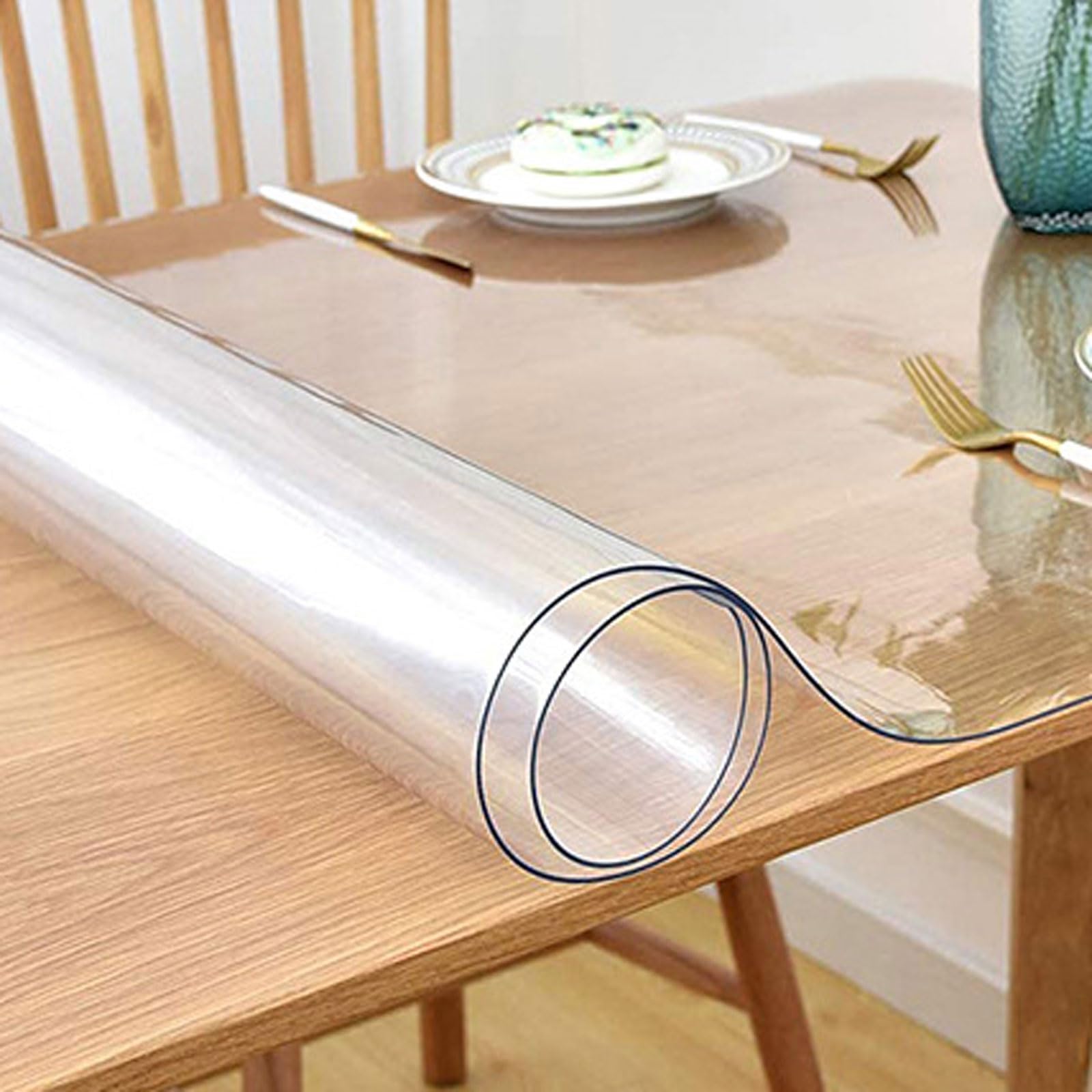 Copritavolo Trasparente,Tovaglia Trasparente,Tovaglietta Trasparente,Protezione da Tavolo Tagliabile,Sottomano da Scrivania Trasparente in PVC,Impermeabile,Tagliabile,per Scrivania