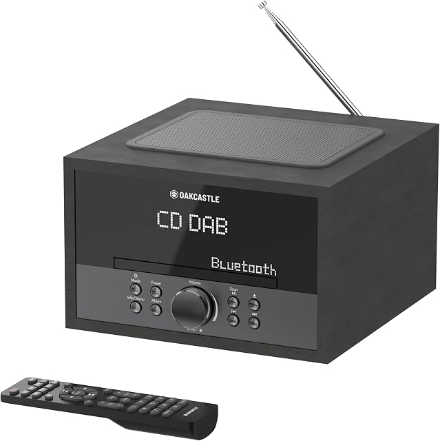 DAB400 CD Player, FM and DAB+ Digital Radio | Bluetooth, Mains Powered, Inbuilt Speaker, USB, MP3, AUX, Headphone Jack, Custom EQ, Remote Control | Oakcastle DAB Radio and CD-Player | Radio CD Player