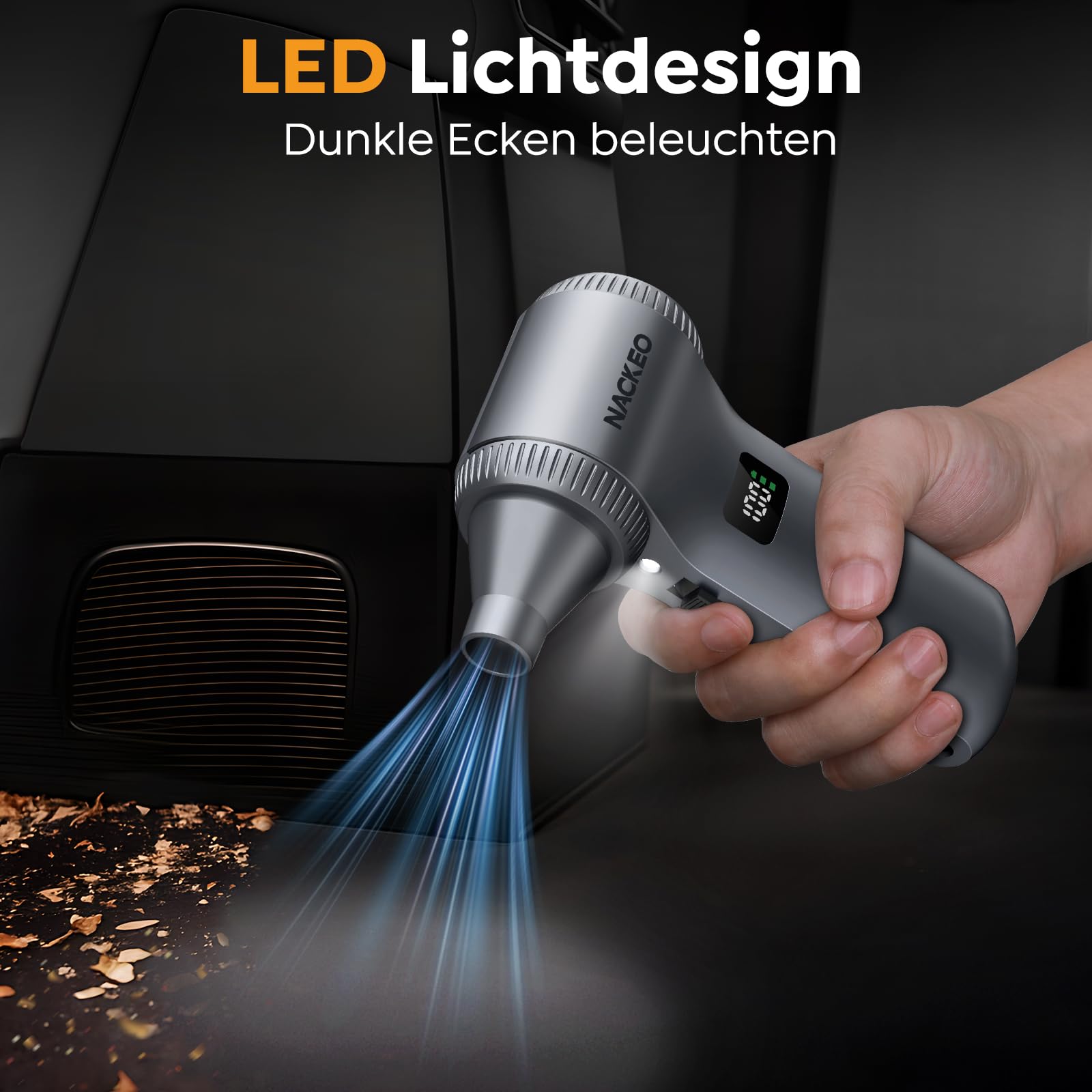 Elektrisches Staubgebläse 230000 U/min Akku 10500 mAh 100-stufig einstellbar LED-Licht