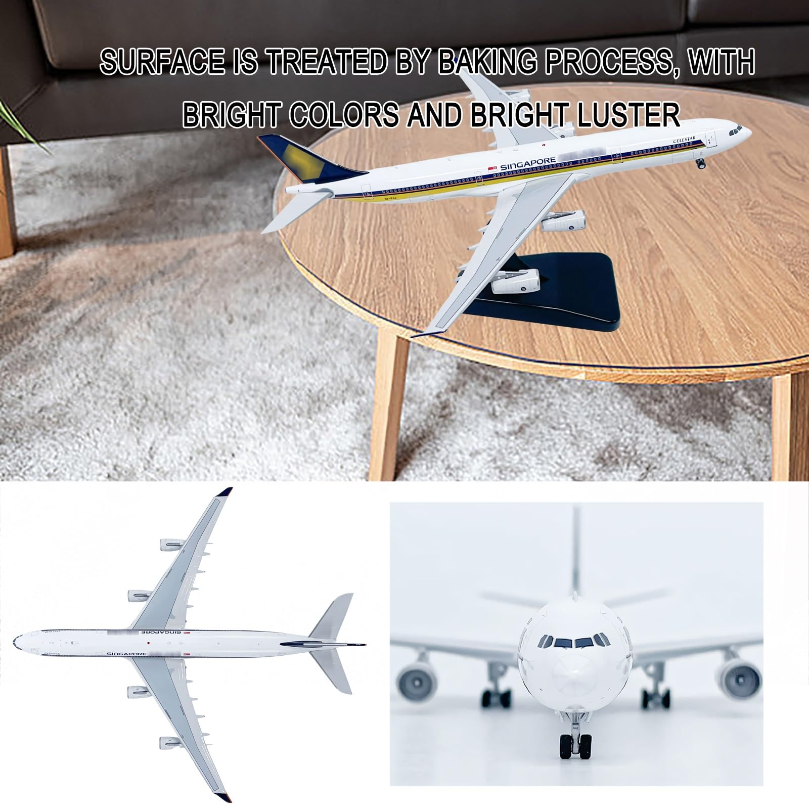 Modello pressofuso Singapore A340-300 in scala 1:400 9V-SJJ Aereo Display lega metallica premium for vetrina scrivania Regalo perfetto for gli appassionati aviazione Collezionisti Piloti