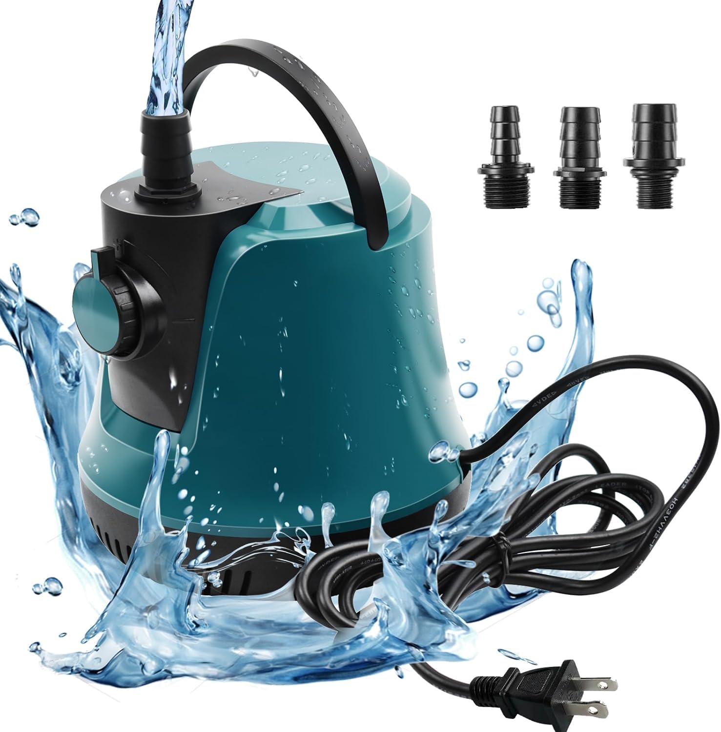 Asian Pumps & Machineries 220V Submersible Water Pump with Flow Knob & Bottom Suction for Aquarium, Small Pool, Statuary, Pond, Hydroponics Fountain with 3 Nozzles Head 4.5 Mtr flow 3000 l/hr Ac 120W