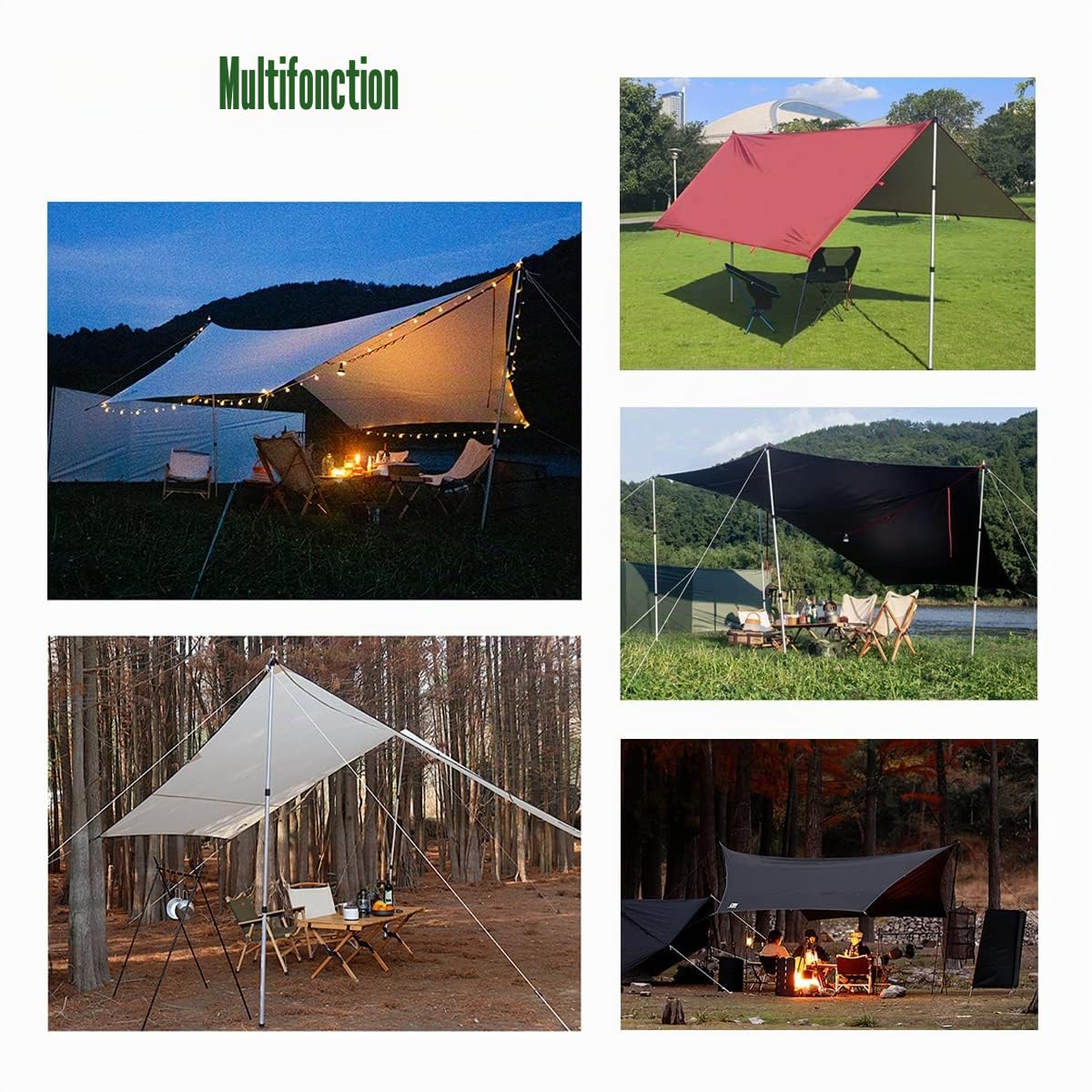 HIKEMAN Poteaux de Tente de Camping pour bâche, auvent, Porche, voiles de Soleil, bâche en Aluminium, réglables et télescopiques, 90 à 230 cm