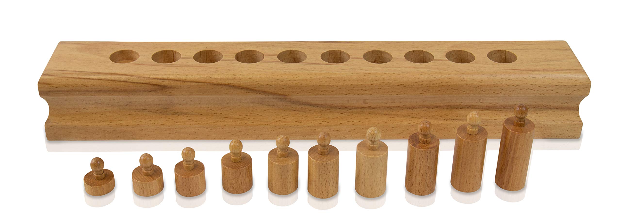 edu fun 91109 Montessori klocki cylindryczne drewno, cylinder, pedagogiczna zabawka edukacyjna od 3 lat o średnicy równej i wysokości, różne drewniane zabawki z litego drewna (wariant 4)