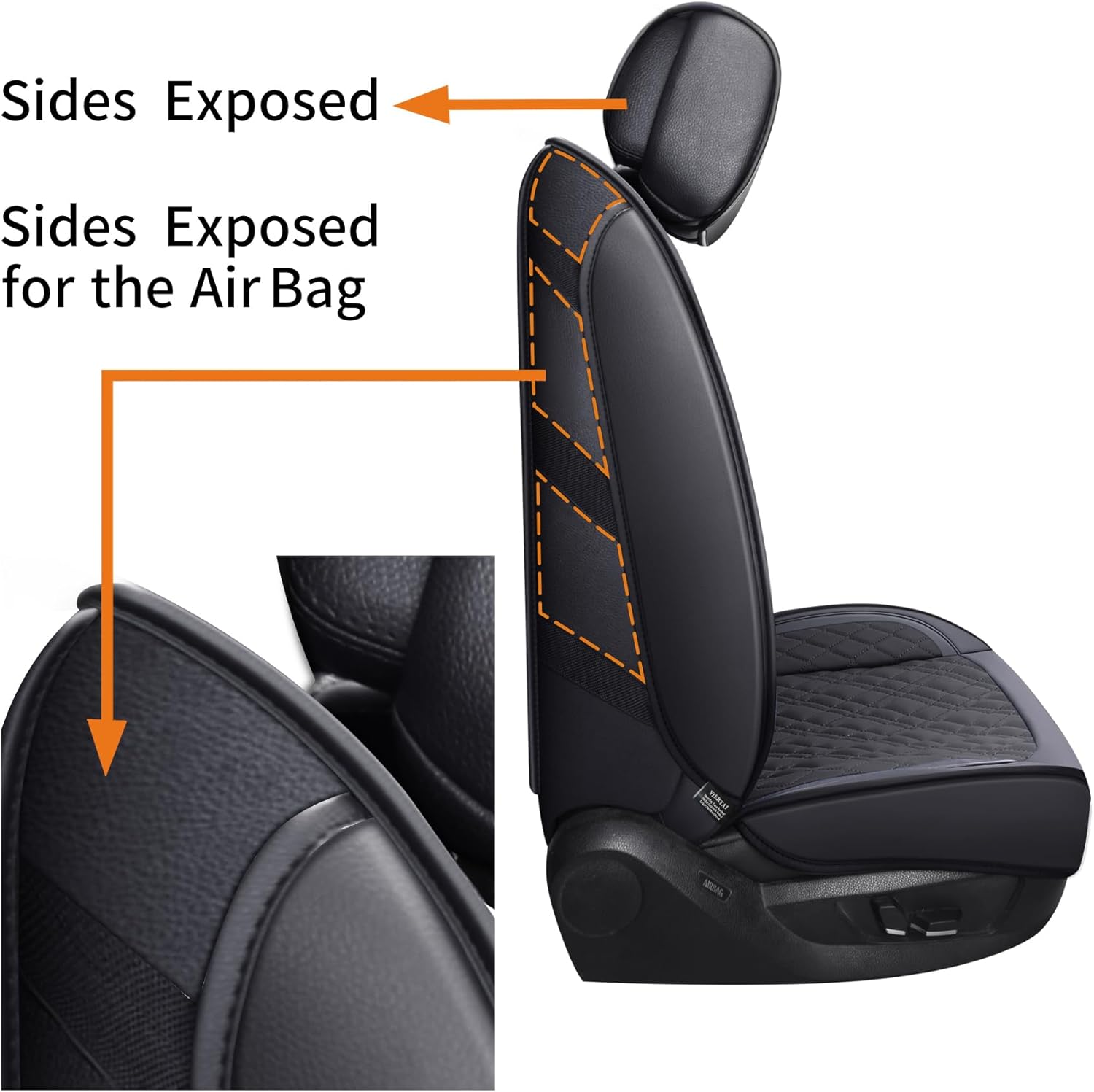 YIERTAI Car Seat Covers for Dodge Ram Fit 2009-2026 1500 2010-2026 2500 3500 Classic Bighorn Longhorn Laramie Tradesman Truck Black Front