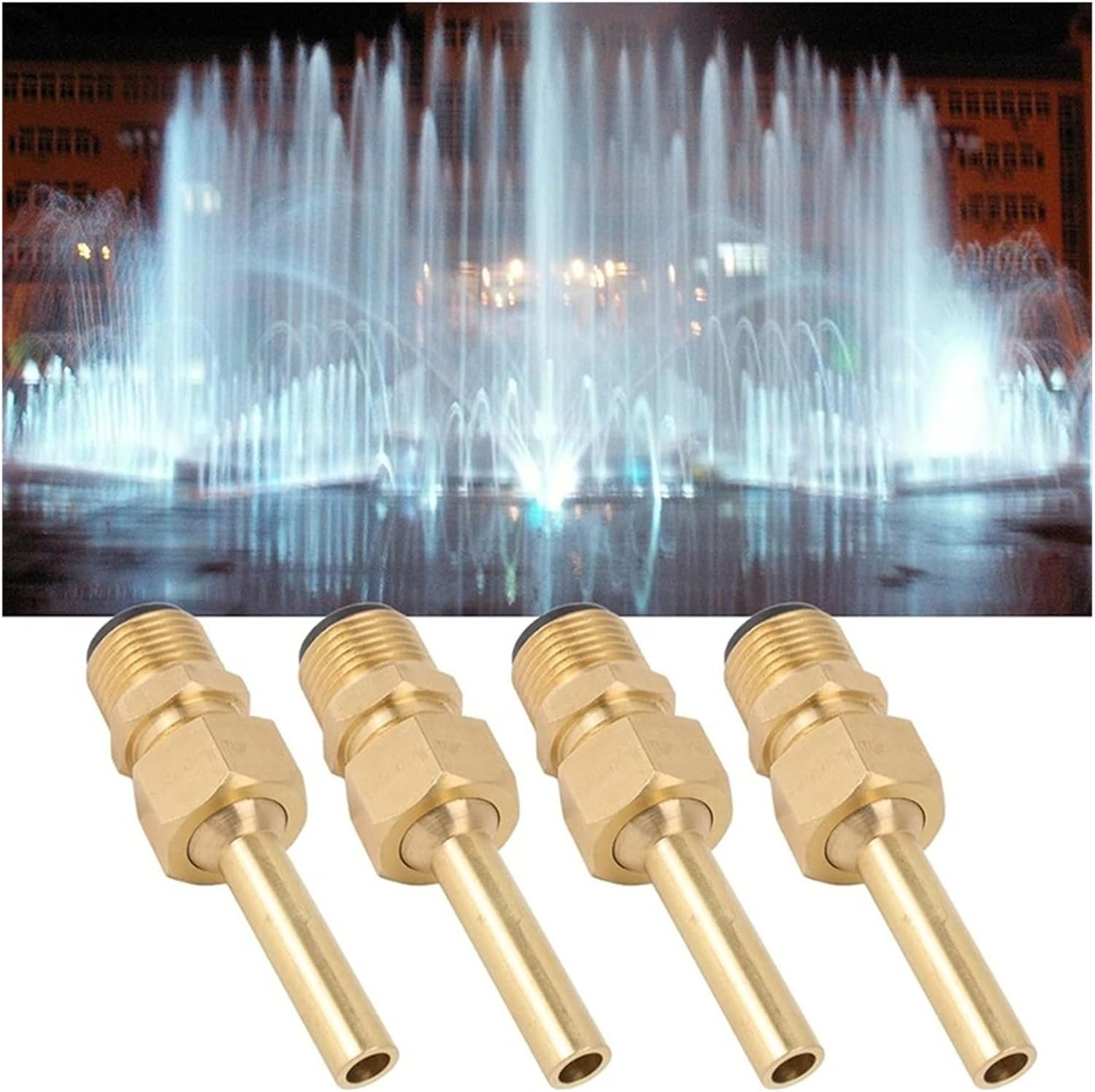 Inclined High Pressure Cooling Nozzle 4Pcs Direct Jet Copper Water Fountain Nozzle, Single Nozzle Pond Fountain Head, Fountain Parts Heads Replacement 1/2In