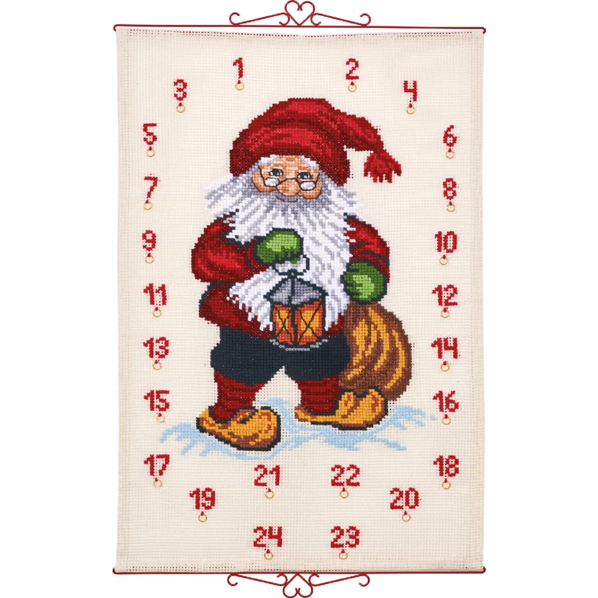 Permin Cross Stitch Advent Calendar Santa Claus with a Lantern Counted Pattern