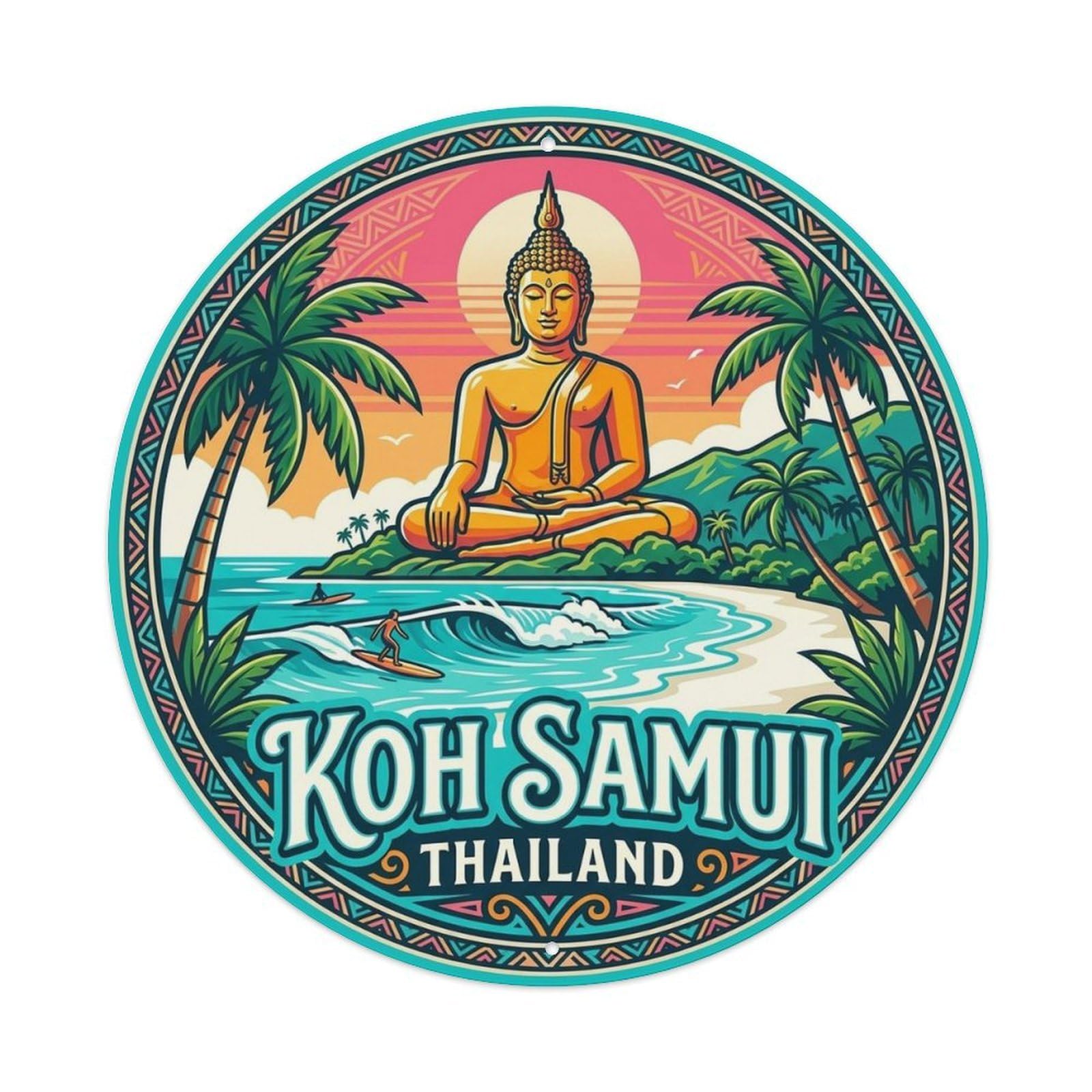 Koh Samui Thailand Retro City Travel Landmark Metal Tin Sign