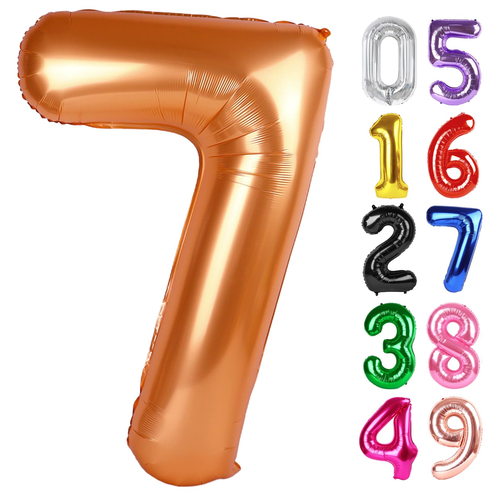Orange Number 7 Balloon 40 Inch, 7th Birthday Party Decorations Men Women