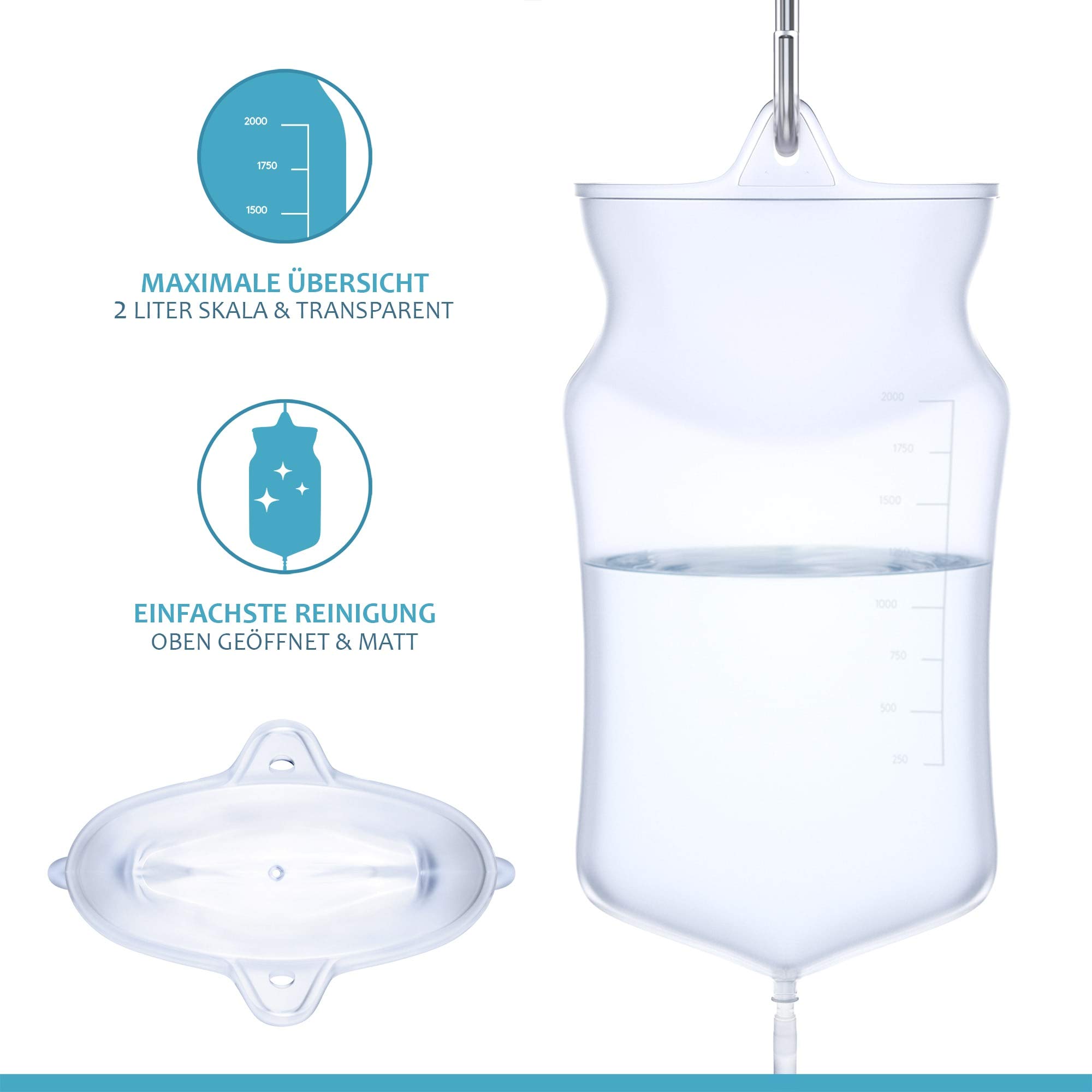 Lyvanas Einlauf Set Zur Darmreinigung (BPA- Und Phthalatfrei) - 2 Liter Klistier Set In Vollausstattung Für Alle Einläufe - Premium Reise Irrigator Set (Packung mit 2)
