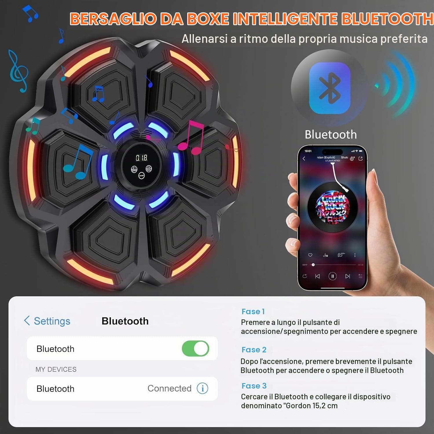 snawowo Music Boxing Machine Adulti - 9 Velocità di 9 Modalità Macchina da Boxe Musical Pugile con Guanti - LED Musica Bluetooth Boxe Allenamento per Casa