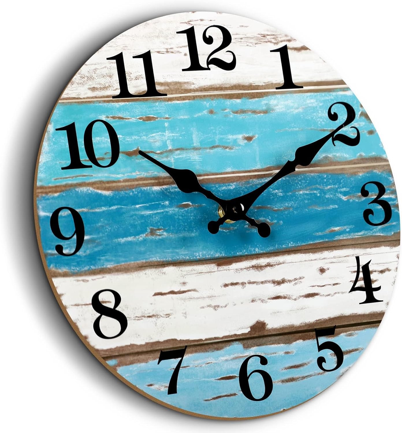 CHYLIN 16 Inch Wall Clock, Large Outdoor Clocks for Patio, Pool Beach House Decor Tropical Clocks for Walls, Nautical Coastal Themed Blue Clock for Lake House, Bathroom, Living Room, Kitchen (16") 16 INCH A-blue,white