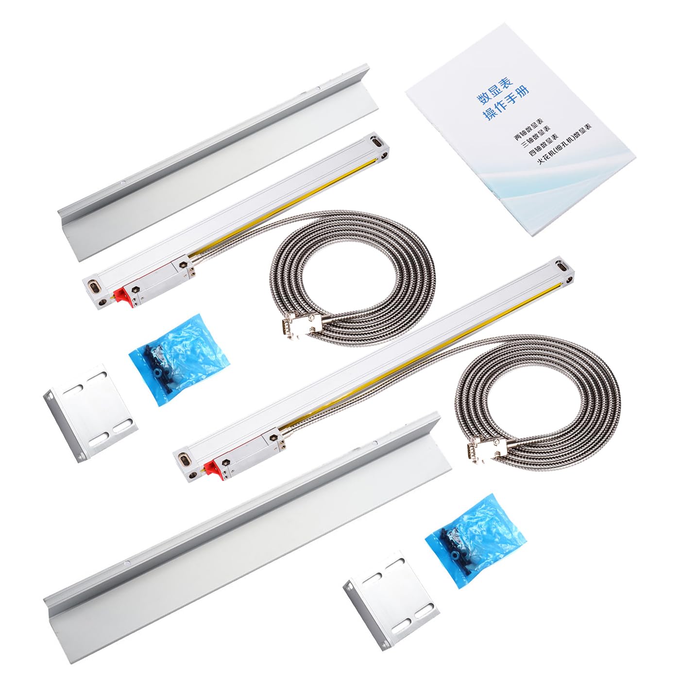 2 Axis 3 Axis Lathe Linear Scales 150mm, 350mm, with Accuracy 0.0002" Optical Length Precision Linear Scale Aluminum Body for Mill Milling Lathe Machine with Accessories (150mm/6", 350mm/14")