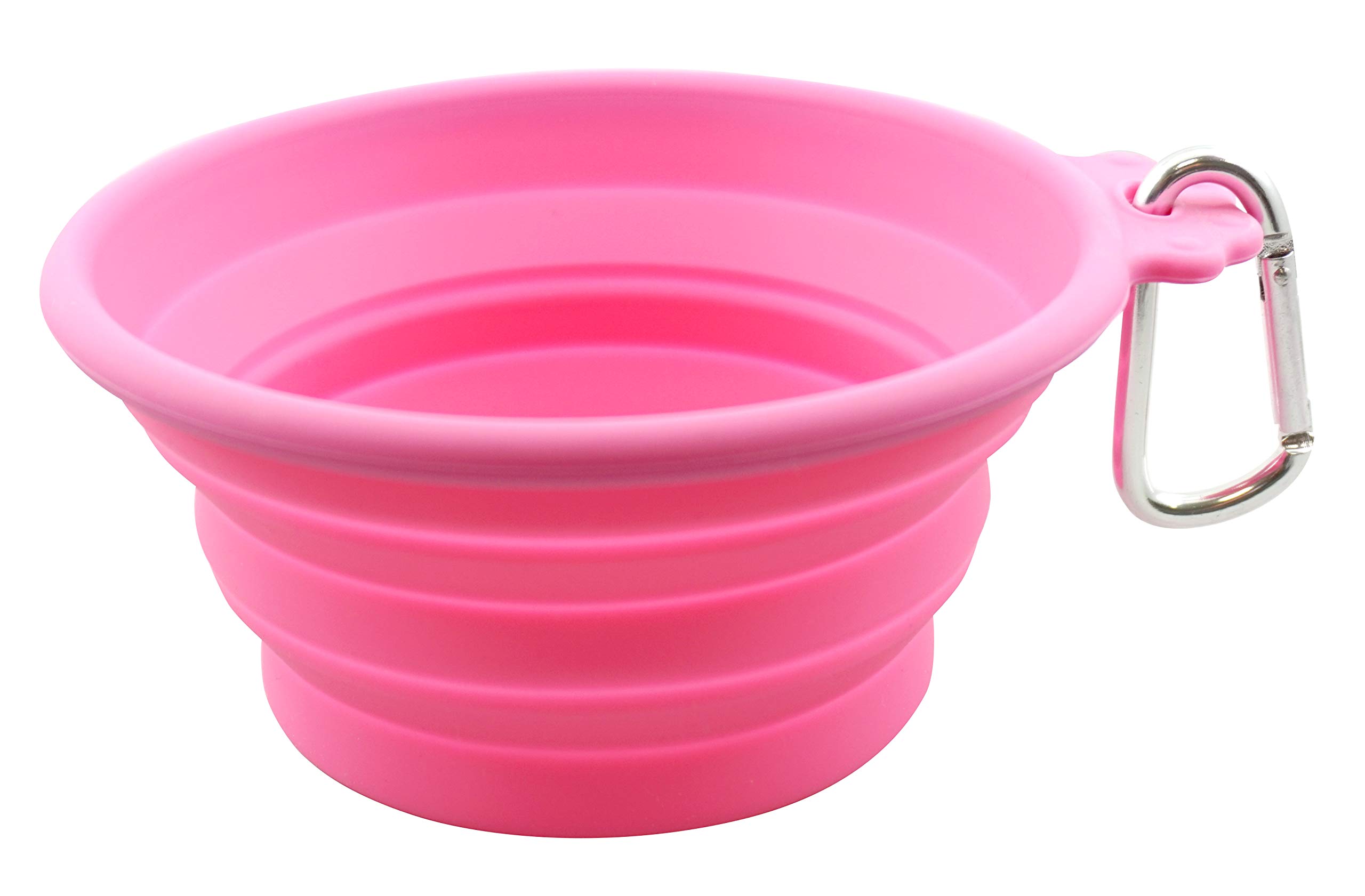 FFDPET Silicone Collapsible Travel Bowl for Dogs & Cats, Medium, Pink