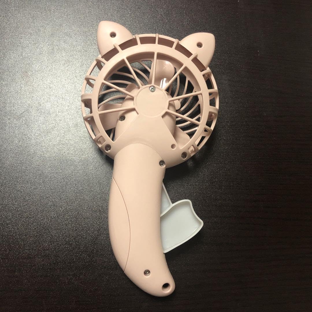 Amazon.co.jp: ハンディファン ミニ扇風機 手動式 ねこ くすみピンク