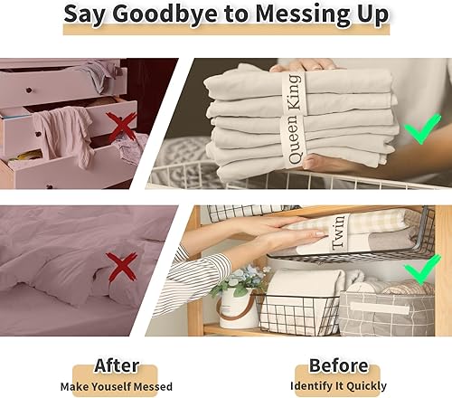 Miniatura 4 de Bandas organizadoras de sábanas para armario de lino (paquete de 4 unidades), juego de correas de sábanas, protector de sábanas para organización y