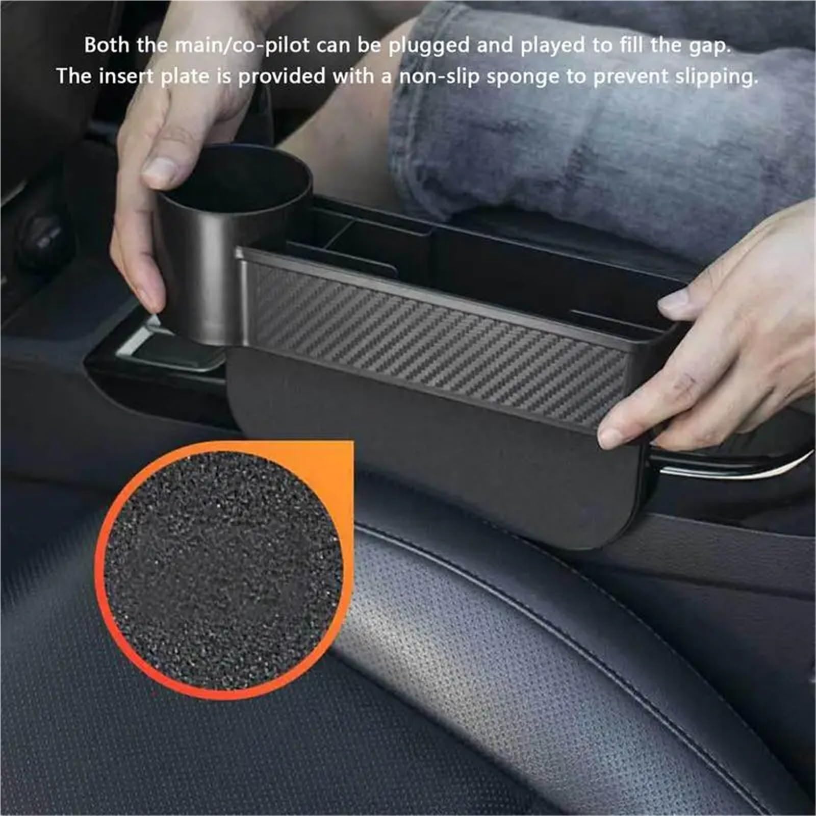 Car Seat Gap Organizer Easy To Apply Between Side Pockets With Cup Holder