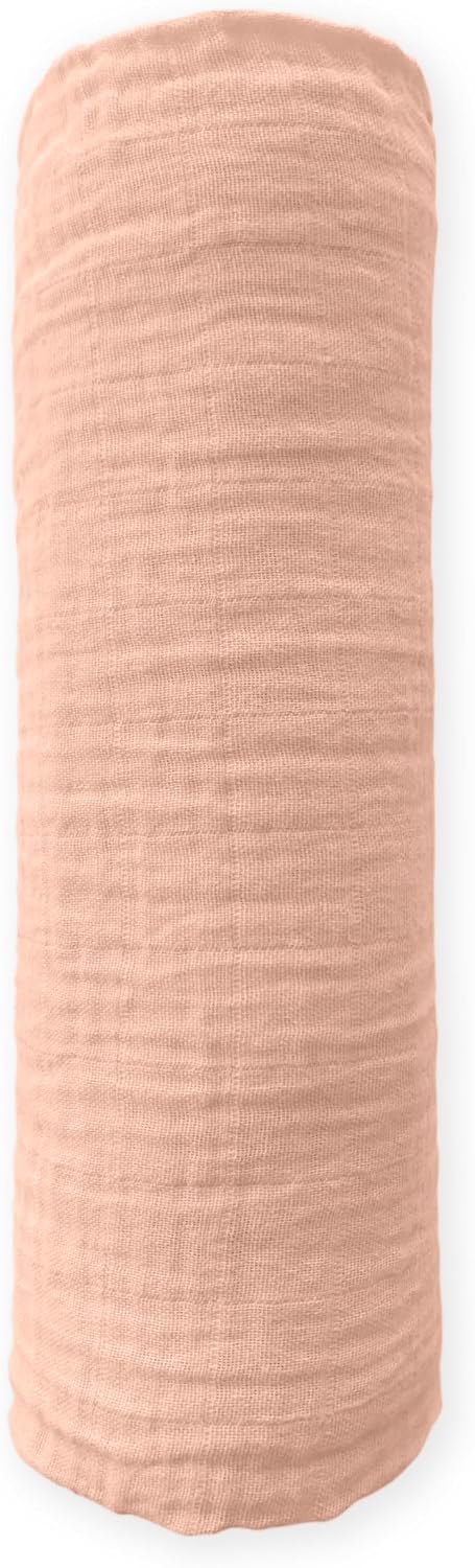 SwaddleDesigns Cotton Muslin Swaddle Blanket, Receiving Blanket for Baby Boys & Girls, Best Registry Gift, 46x46 inches, Peach Blush