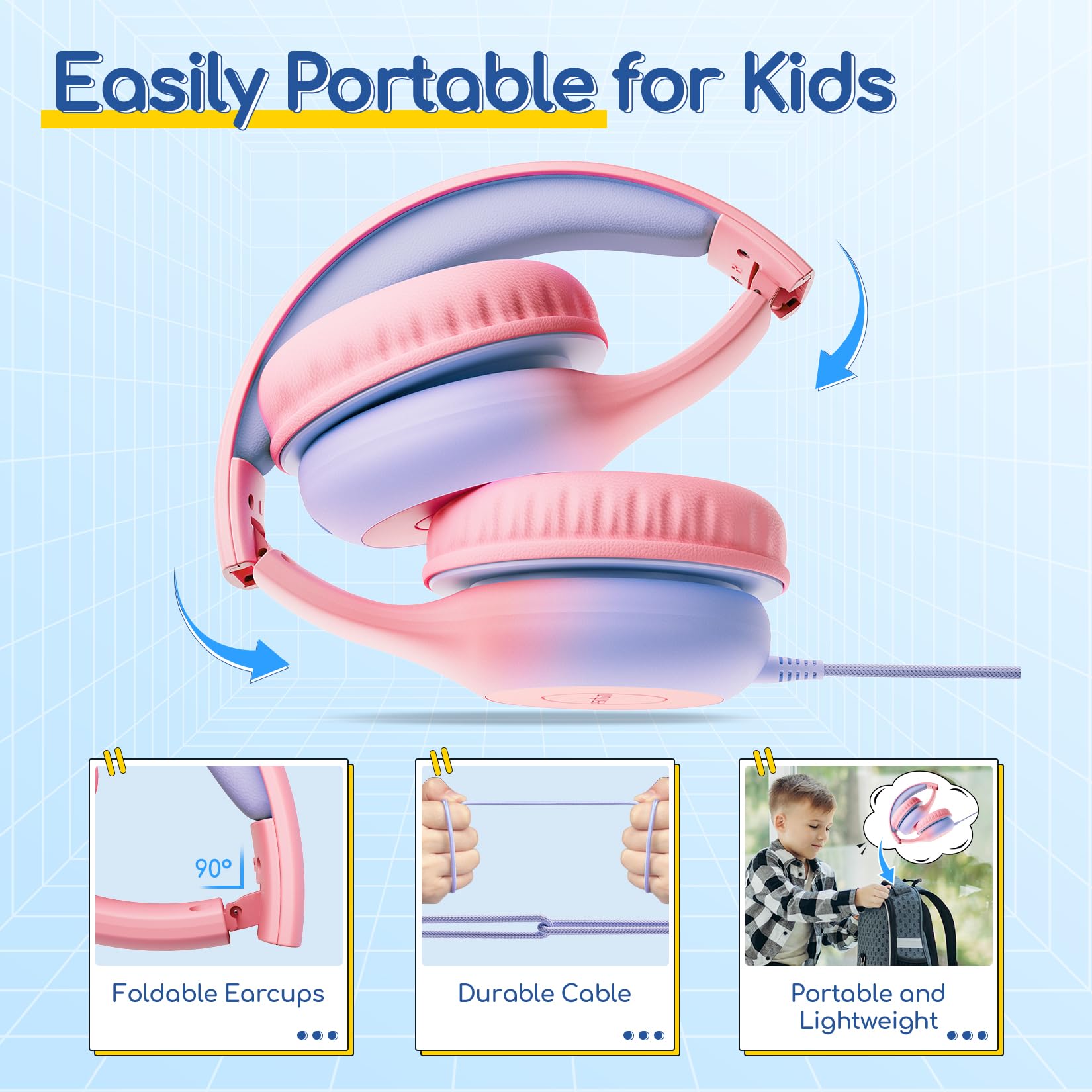 EarFun K1 Kids Headphones Wired with Mic, USB Type C Headphone for Kids view 8