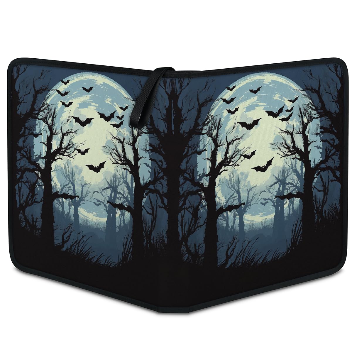 Raccoglitore per carte collezionabili con 4 tasche, motivo pipistrelli di Halloween, con maniche rimovibili, impermeabile, con cerniera, 50 pagine, capacità 400 carte