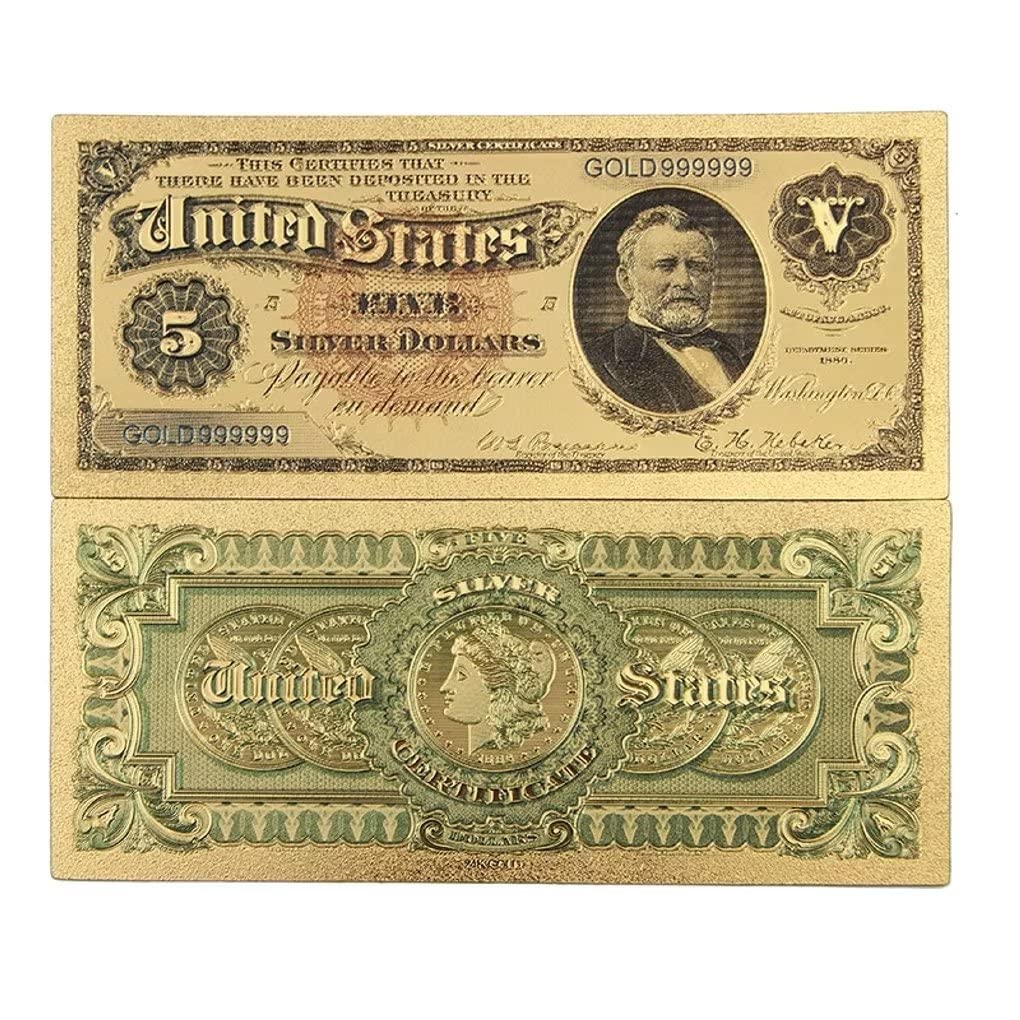 YIQILAFADA 1886 Gold Foil Dollar Bills, 24k Gold Plated, Classic American Decorative Item