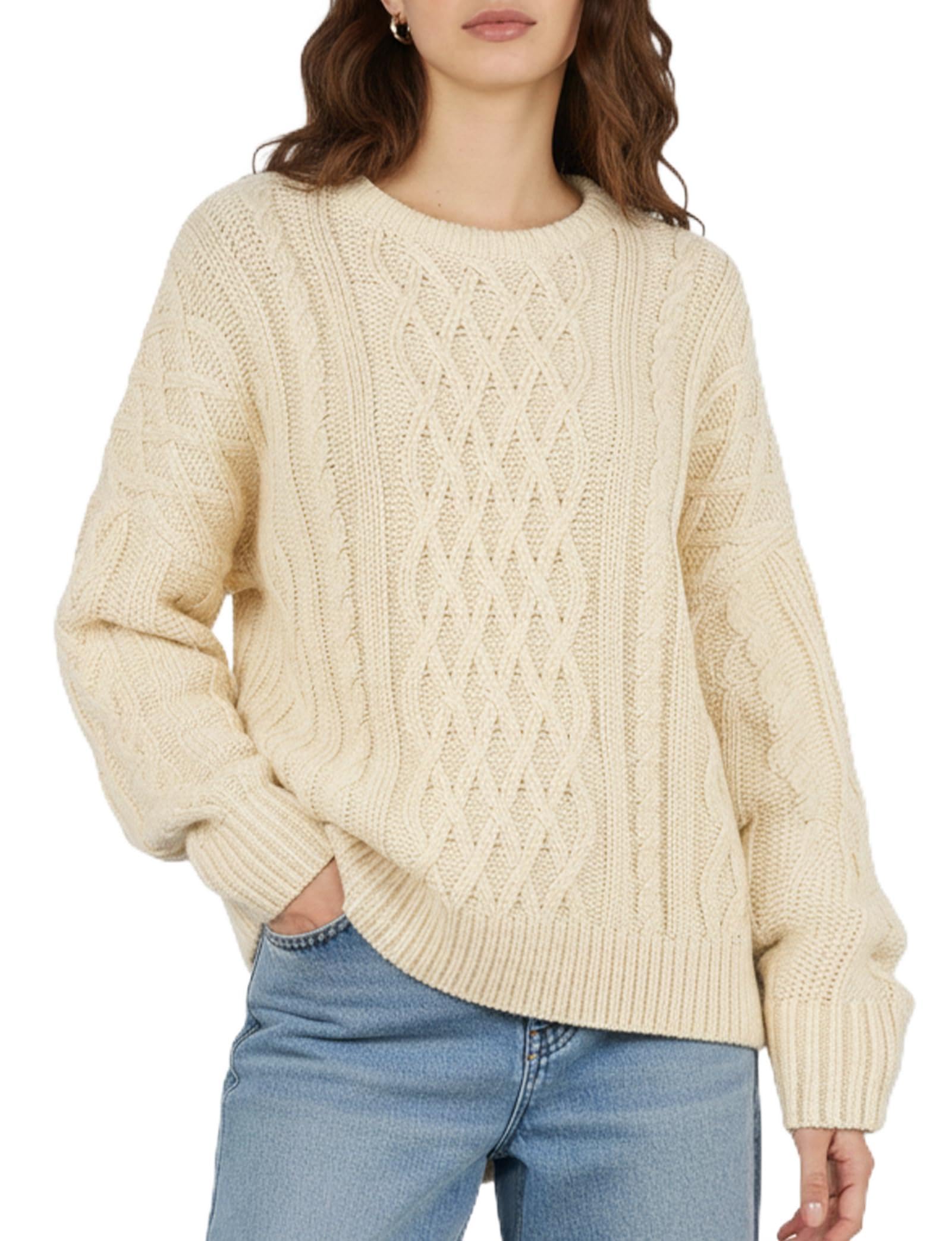 Buauty Womens Oversized Chunky Cable Knit Crewneck Sweater Fall Winter Long Sleeve Casual Pullover Tops Daily Outfits