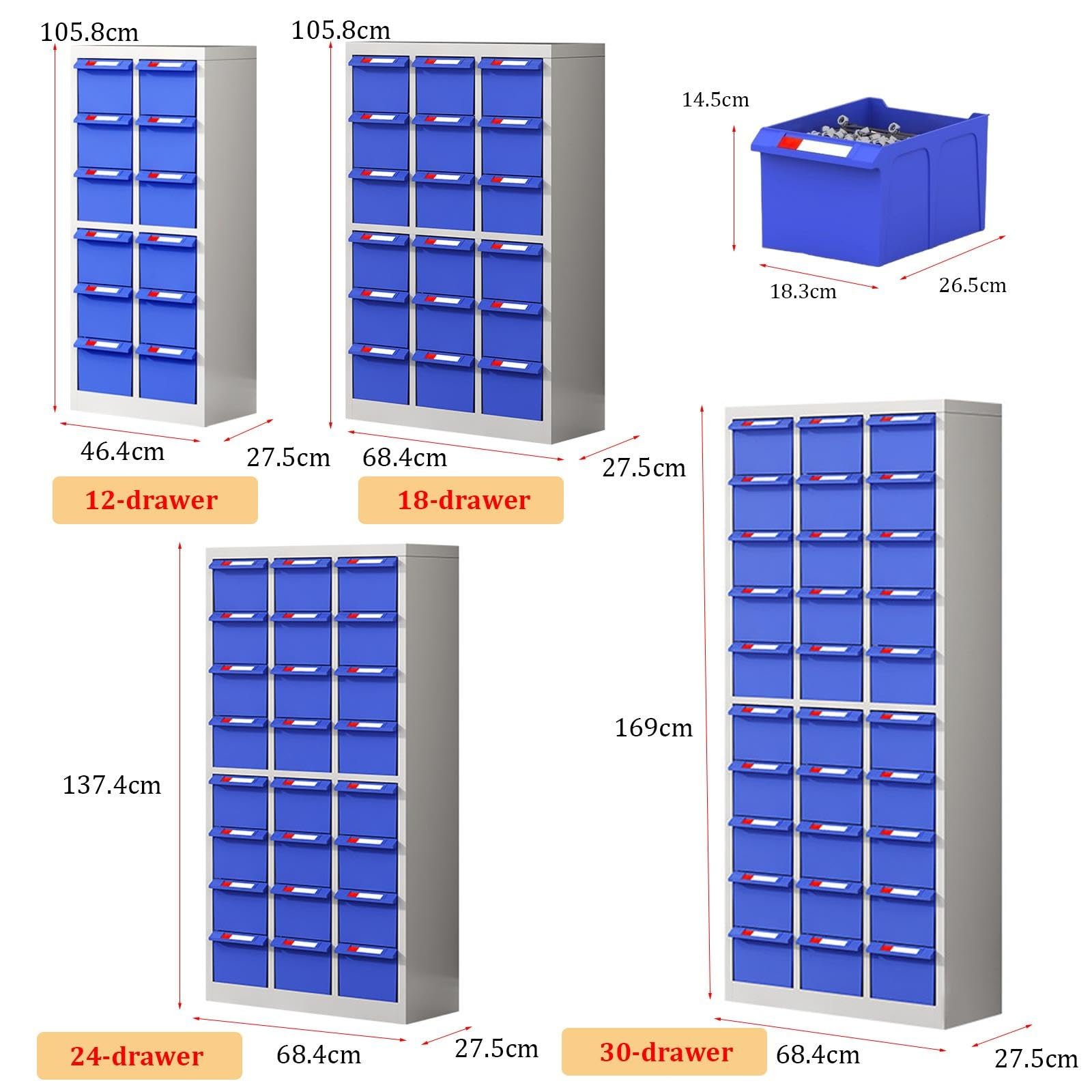 Armadietto portaminuteria con cassetti grandi, organizer industriale in acciaio per bulloni e dadi, cassettiera da officina per minuteria, viti e componenti(Black,18-drawer)