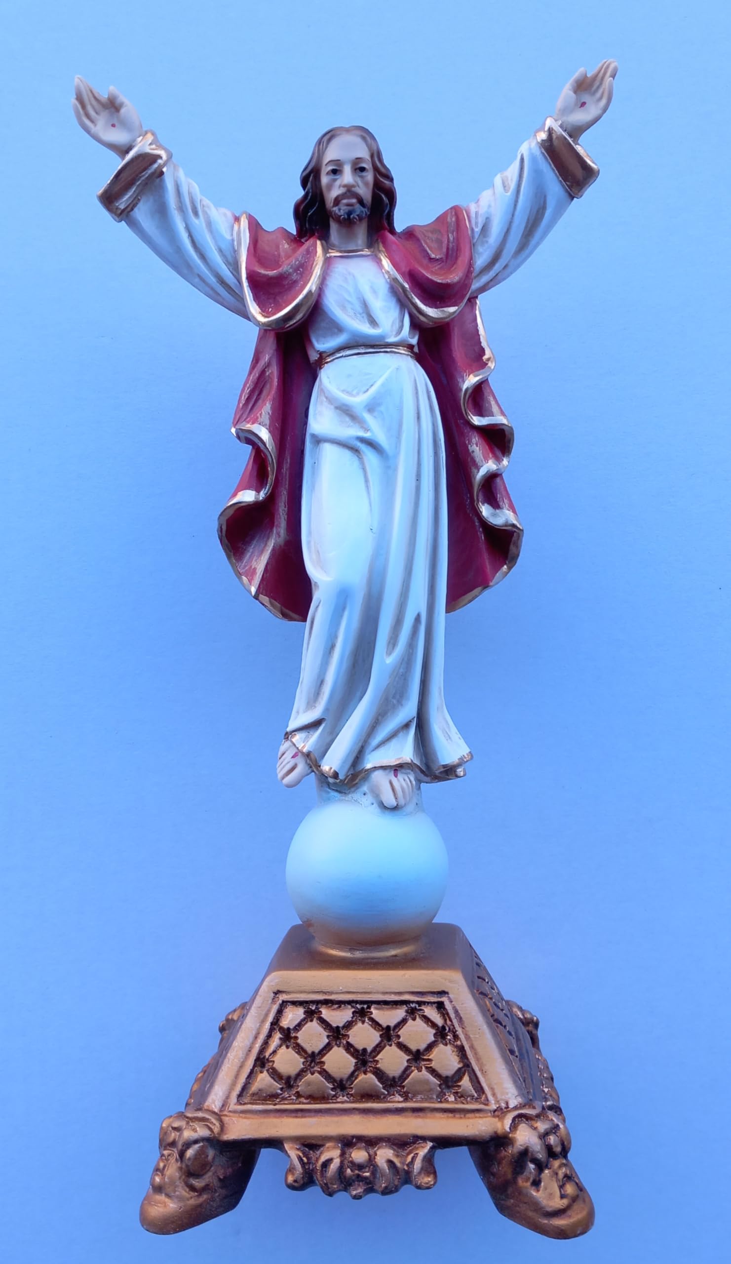 ArteSacraCaravaggio Statua di Gesù risorto, in marmo resina cm 33 x 16, per interni ed esterni, decorata a mano, produzione artigianale