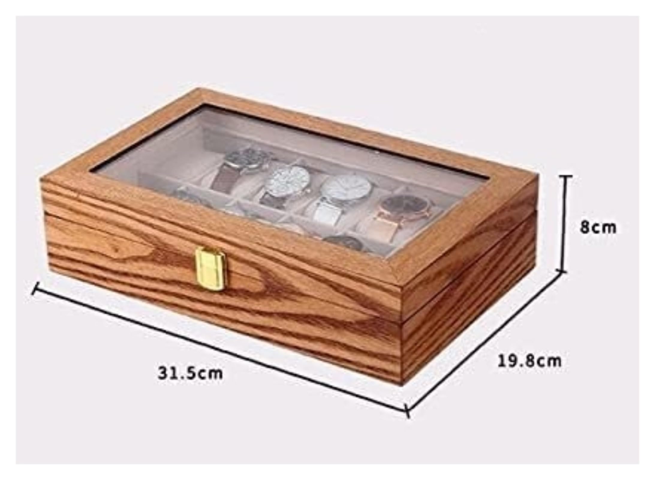 Uhrenbox, 12 Fächer, Uhrenbox, Retro-Uhrenbox aus Holz, Uhrengehäuse, Display-Aufbewahrungsbox für Herren und Damen, Uhrengehäuse (C)