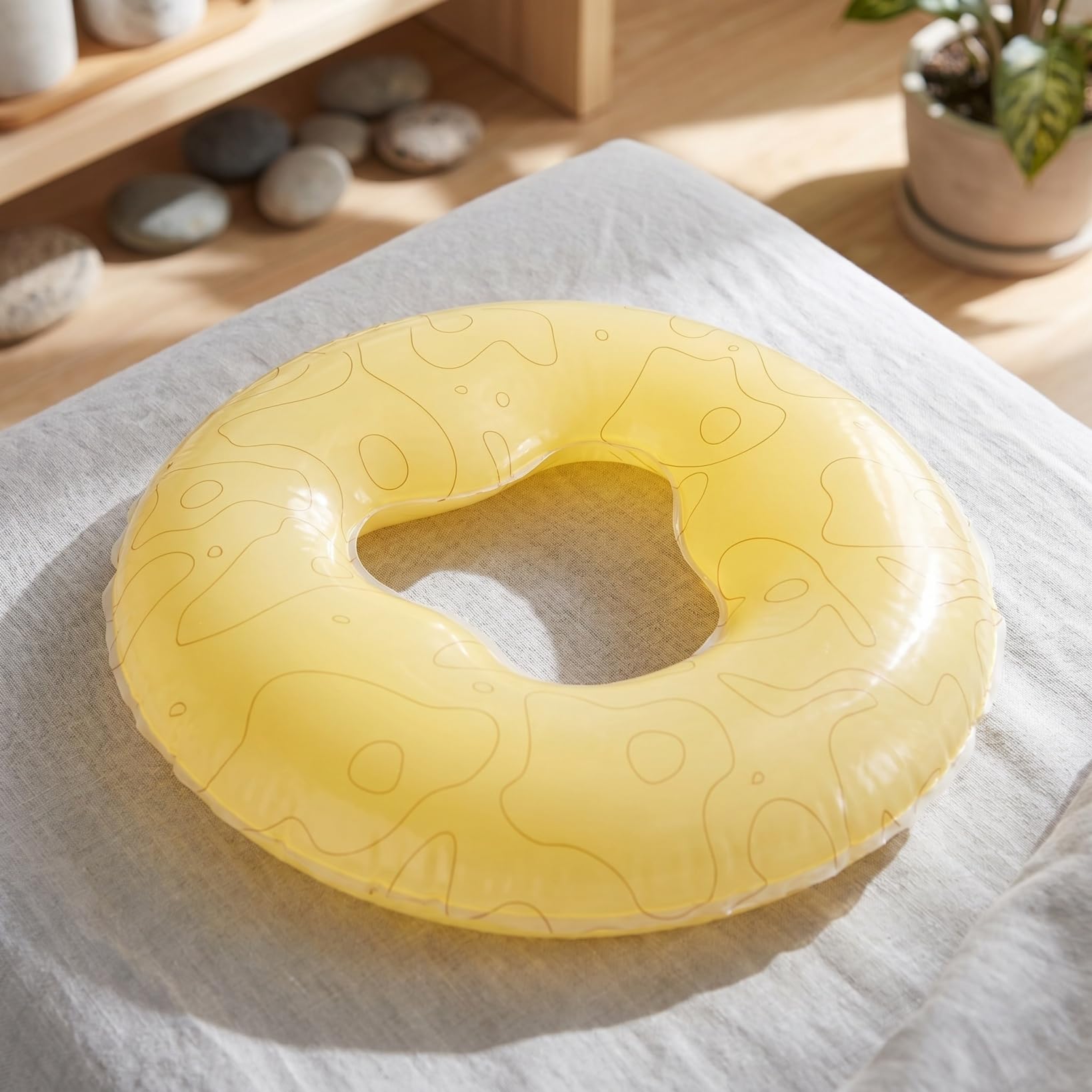 Gesichtsmassagekissen aus Silikon mit Blumenmuster – Ultra-dünne Massageauflage für Bauchlage, Professionelles Massagekissen für Kosmetikliege & Wellness – 27,5 x 26,5 cm, Gelb