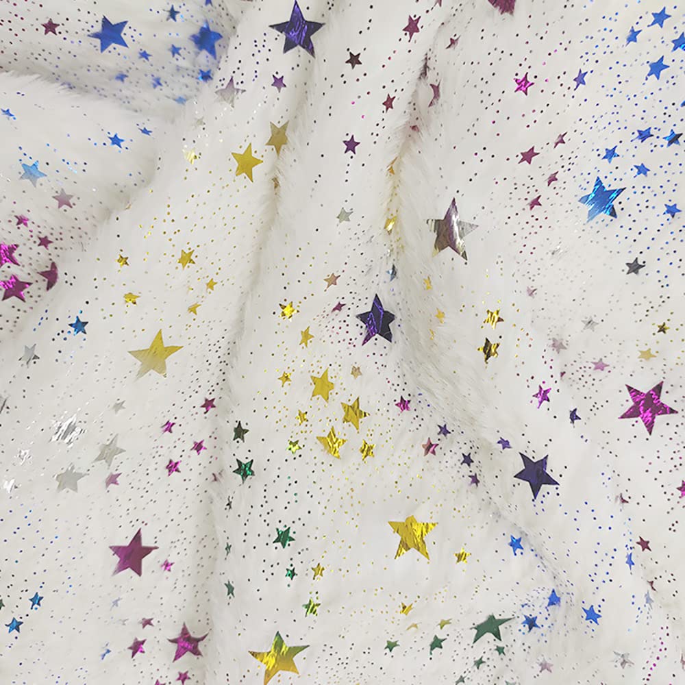 Tela de Felpa Tejido de Piel sintética con estrellitas Tejido de vellón Tejido Decorativo para Manualidades, Costura, Disfraces, decoración, Fondos de Cosplay 160X100cm(Size:10m)