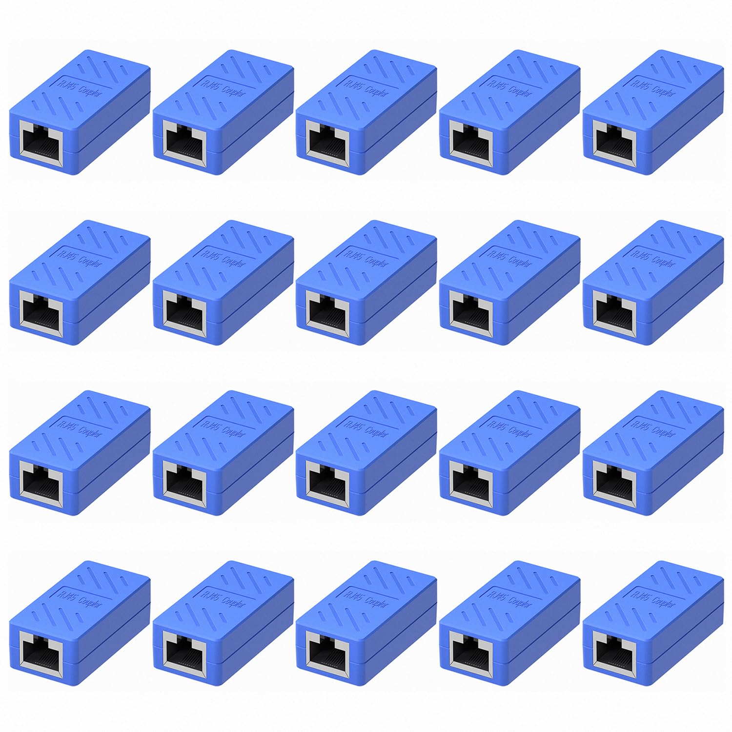 Dingsun RJ45-Kupplung, Ethernet-Verlängerung, Inline-Koppler, Buchse auf Buchse, Ethernet-Koppler für Cat7/Cat6/Cat5/Cat5e, Ethernet-Kabel-Verlängerungsadapter (RJ45, 20 Stück, blau), 20 Stück